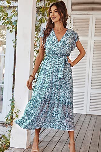 Robe maxi pour femmes avec décolleté en V profond et jupe évasée Levoire