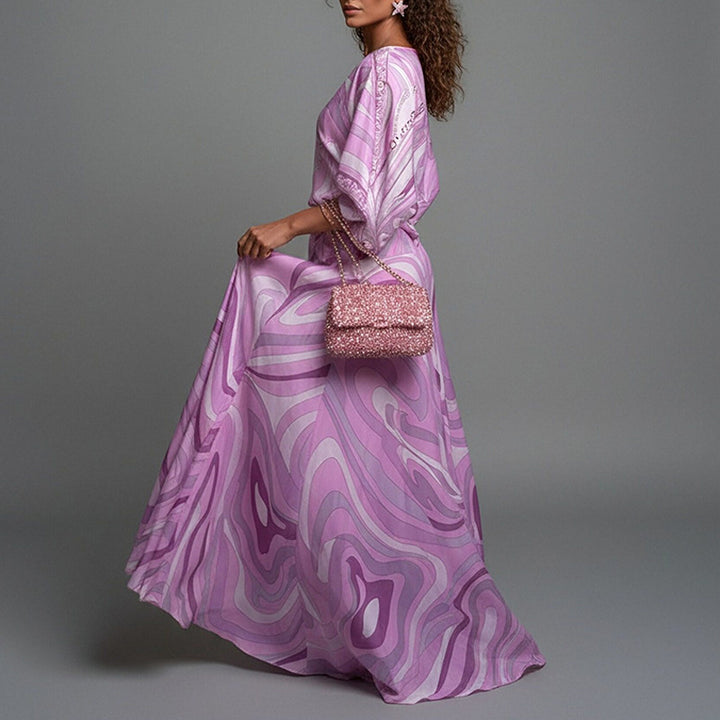 Robe maxi grande taille pour femme avec coupe fluide et design asymétrique Levoire