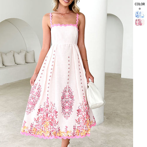 Robe maxi d'été pour femme avec motif floral et ourlet volanté Levoire