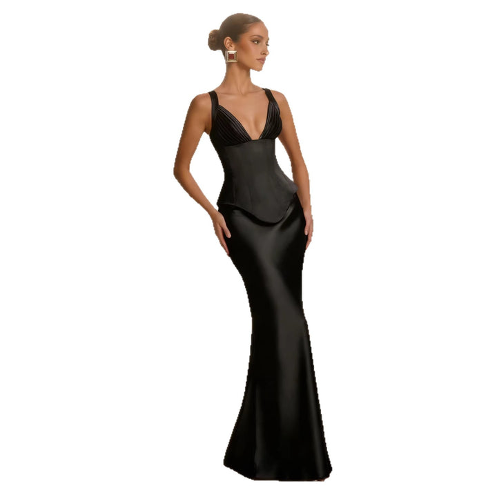 Robe de soirée élégante pour femmes avec décolleté en V profond et coupe sculptante