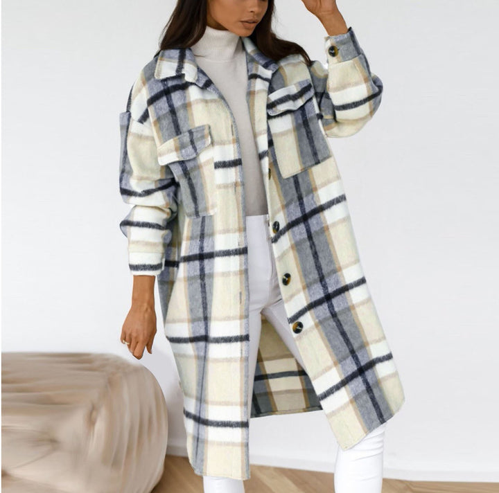 Veste à carreaux grande taille pour femmes Levoire