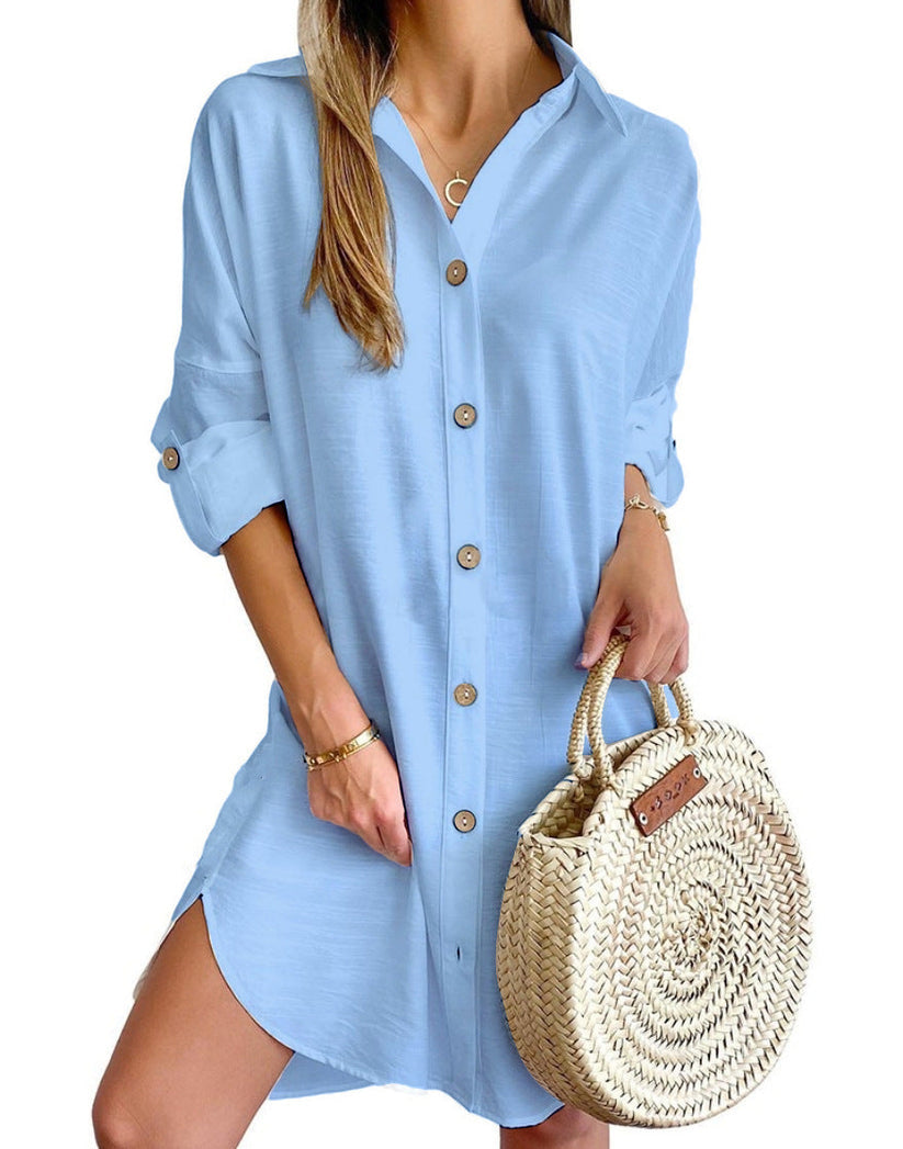 Levoire | Chemise Robe À Col Ciel bleu