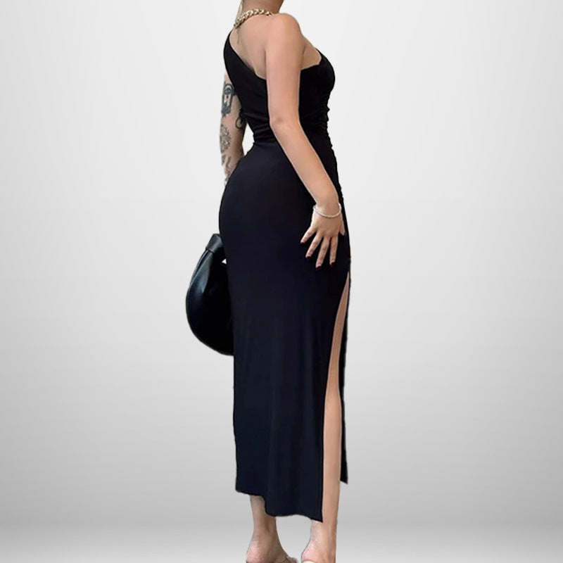 Robe enveloppante élégante pour femme avec design asymétrique et fente haute Levoire