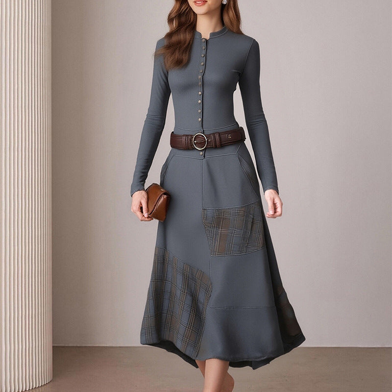 Robe midi élégante pour femmes avec boutonnières et détails contrastés Levoire