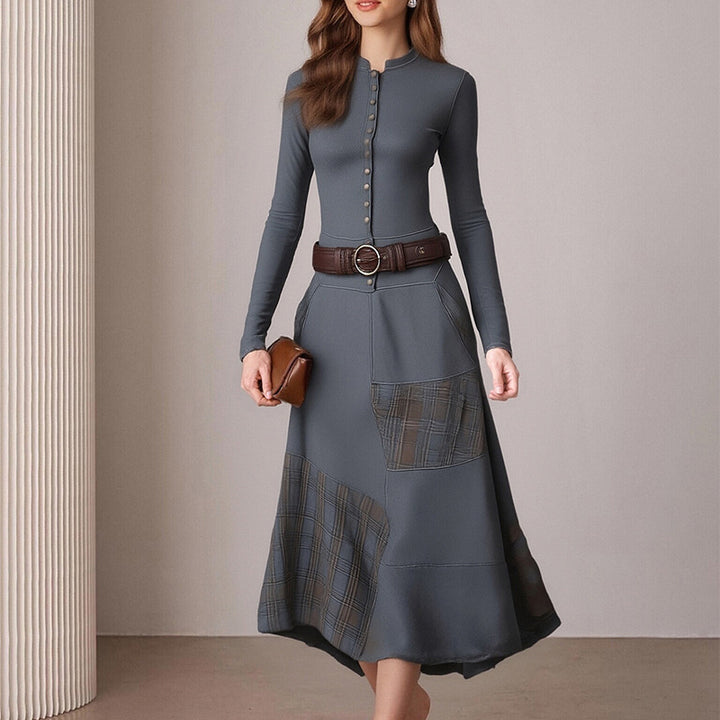 Robe midi élégante pour femmes avec boutonnières et détails contrastés Levoire