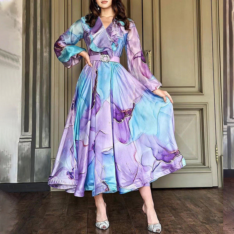 Levoire | Élégant Taille Plus Robe Pendelimekko Sinivuori-lila