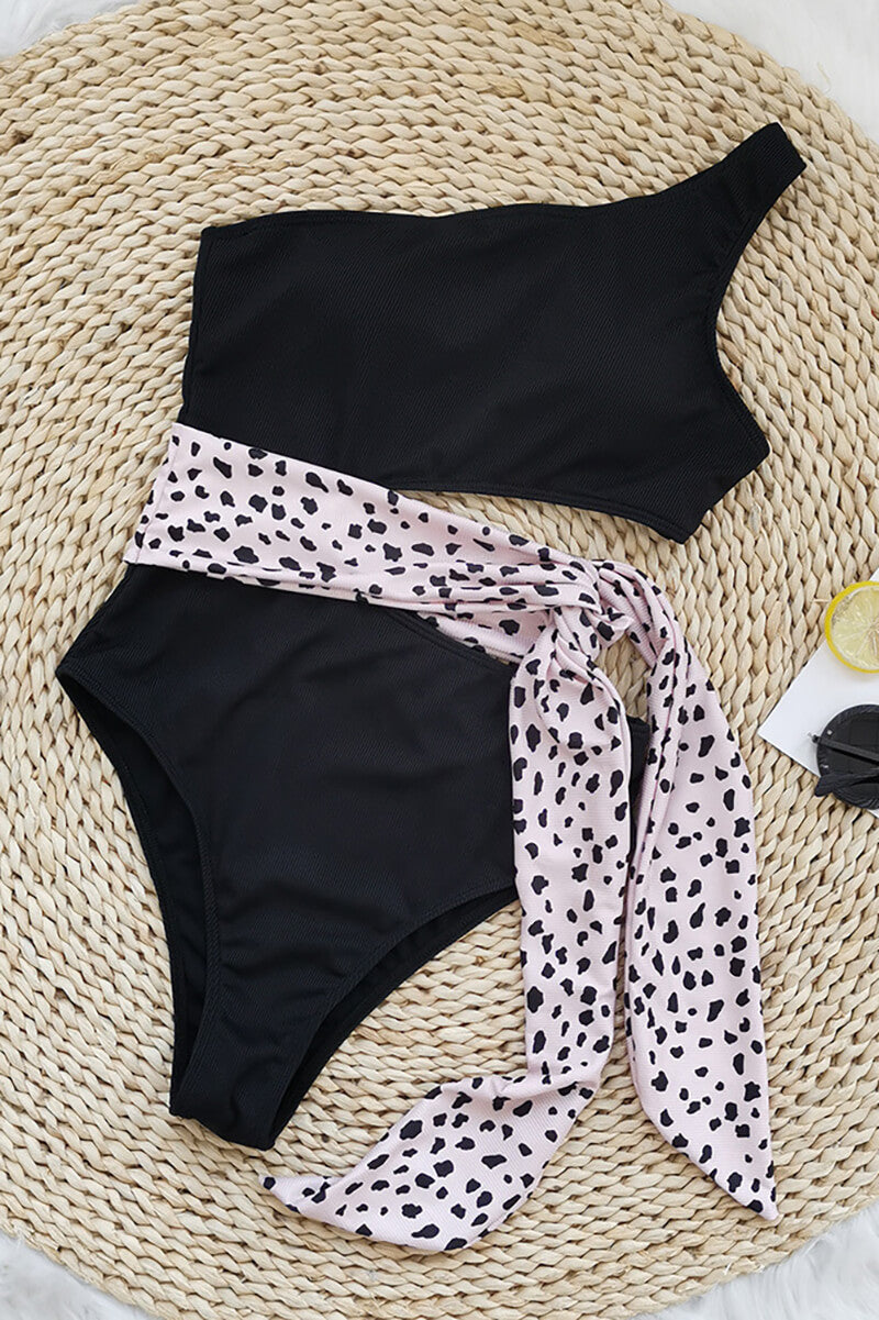 Levoire | Maillot De Bain Asymétrique Bicolore Avec Dentelle léopard