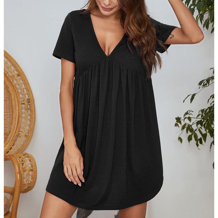 Levoire | Robe de nuit en coton Été Détente À col en V Manches courtes