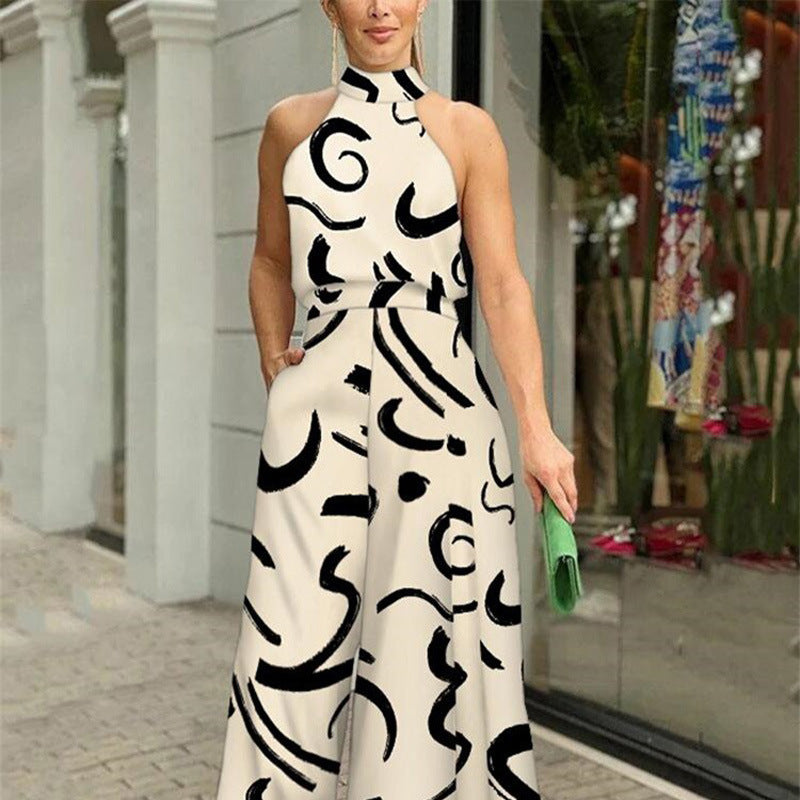 Levoire | Combinaisons sexy à col rond imprimées Couleur abricot