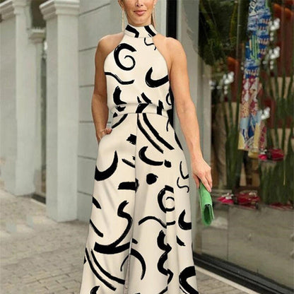 Levoire | Combinaisons sexy à col rond imprimées Couleur abricot