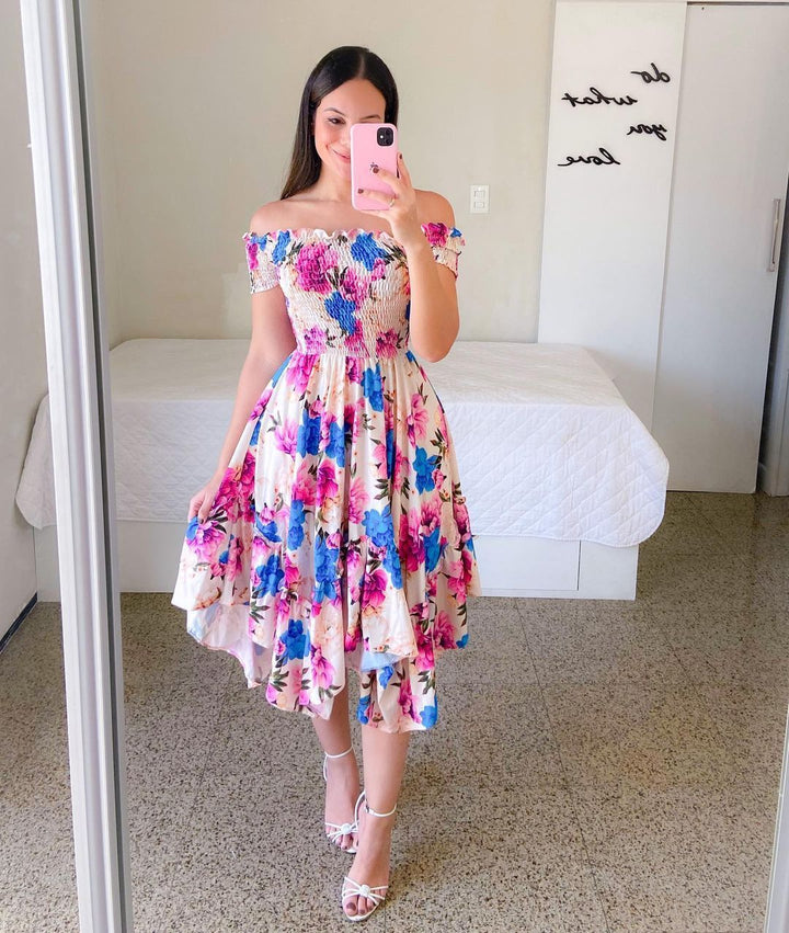 Levoire | Robe mi-longue sans manches élégante avec imprimé Violet