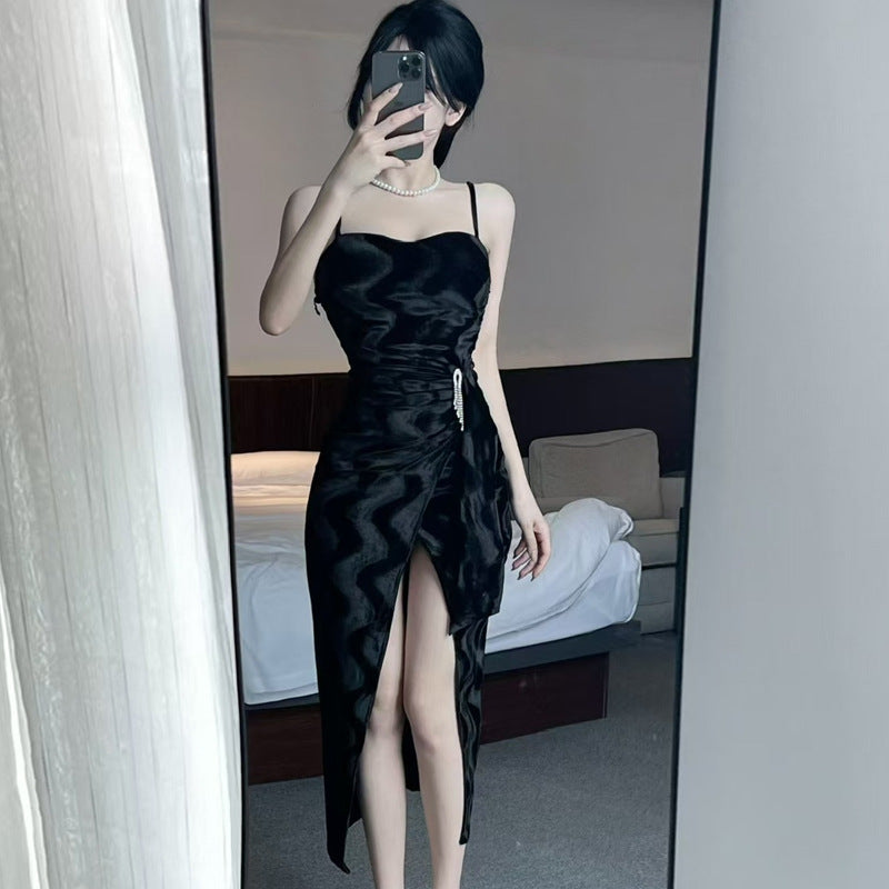 Levoire | Robe Bodycon rayée à composition de blocs de couleurs remarquables noir