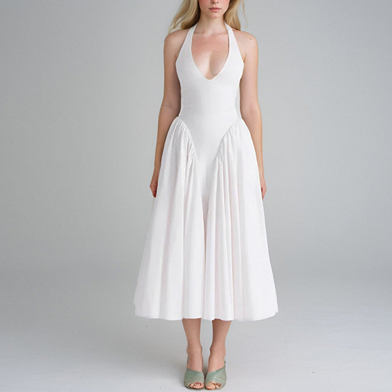 Robe Maxi Élégante pour Femmes avec Décolleté en V Profond et Jupe Flottante Levoire