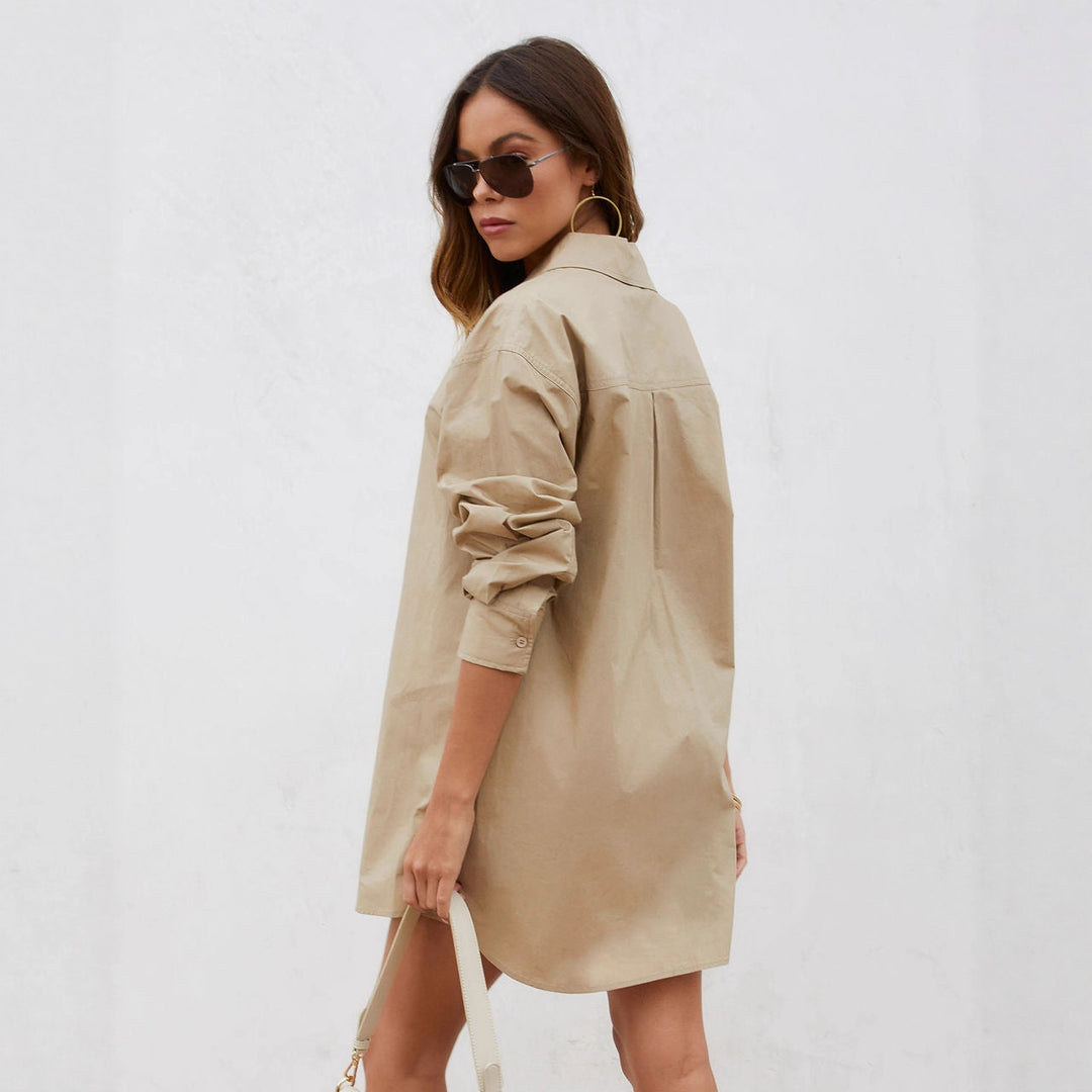 Blouse à manches longues pour femmes en coupe oversize avec poches poitrine confortables et design décontracté Levoire