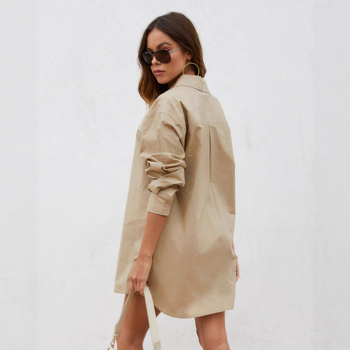Blouse à manches longues pour femmes en coupe oversize avec poches poitrine confortables et design décontracté Levoire