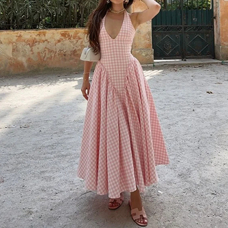 Robe maxi femme avec décolleté en V et jupe évasée Levoire