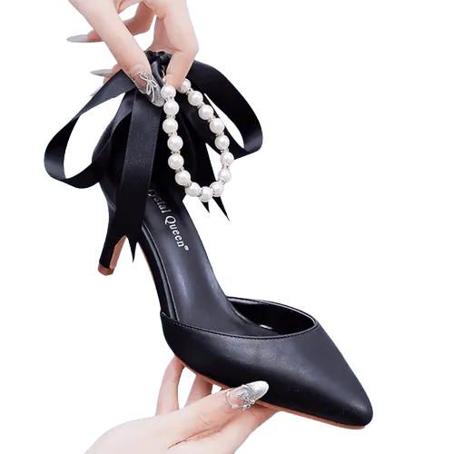 Levoire | Chaussures élégantes avec des perles et une boucle Noir