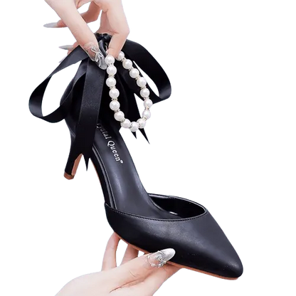 Levoire | Chaussures élégantes avec des perles et une boucle Noir