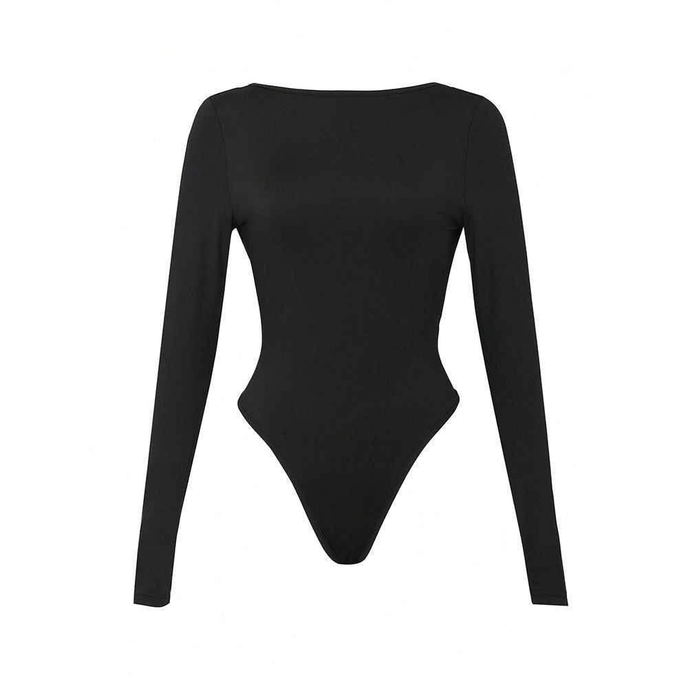 Chemise ajustée pour femmes à manches longues avec un col rond et un stretch à la mode Levoire
