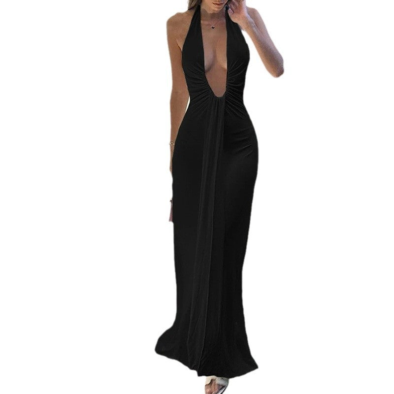Robe maxi pour femme avec décolleté en V profond et effet drapé sophistiqué Levoire