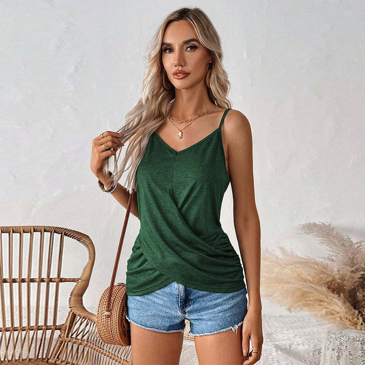 Haut sans manches pour femmes avec drapés et décolleté en V profond Levoire