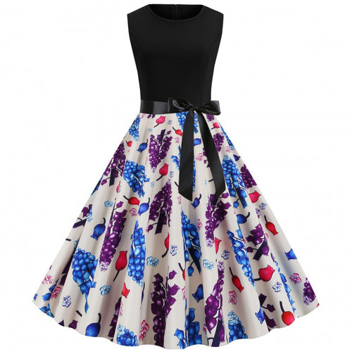 Robe swing pour femmes avec motif floral et ceinture à la taille Levoire