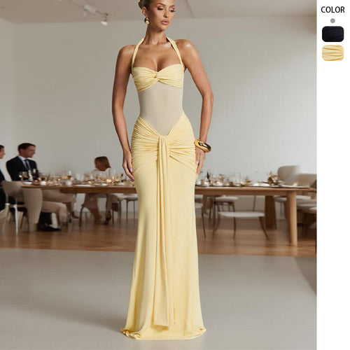 Robe Maxi Premium Femme avec Design Enveloppant Séduisant et Détail Rassemblé Élégant Levoire