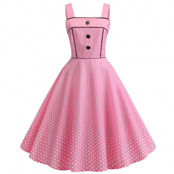 Robe swing pour femmes avec des pois et une ceinture élégante Levoire