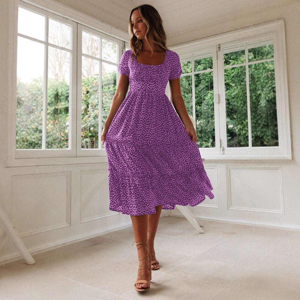 Levoire | Robe à fleurs Col carré Manches bouffantes