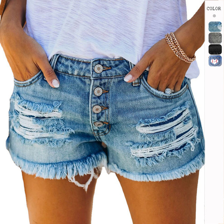 Shorts en Jean Femme avec Ourlet Effiloché et Look Délavé Décontracté Levoire