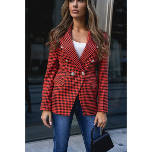 Levoire | Blazer À Carreaux Stylé À Manches Longues