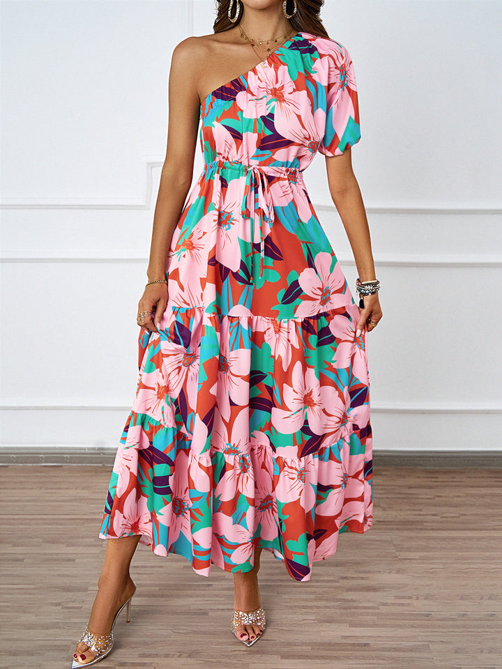 Robe Maxi d'été pour femmes avec coupe asymétrique et motif floral Levoire