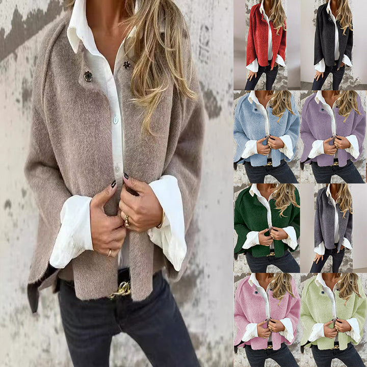 Levoire | Veste longue à manches longues en cachemire lâche et courte pour femmes
