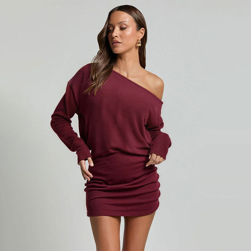 Robe décontractée pour femme à épaule unique avec texture côtelée Levoire
