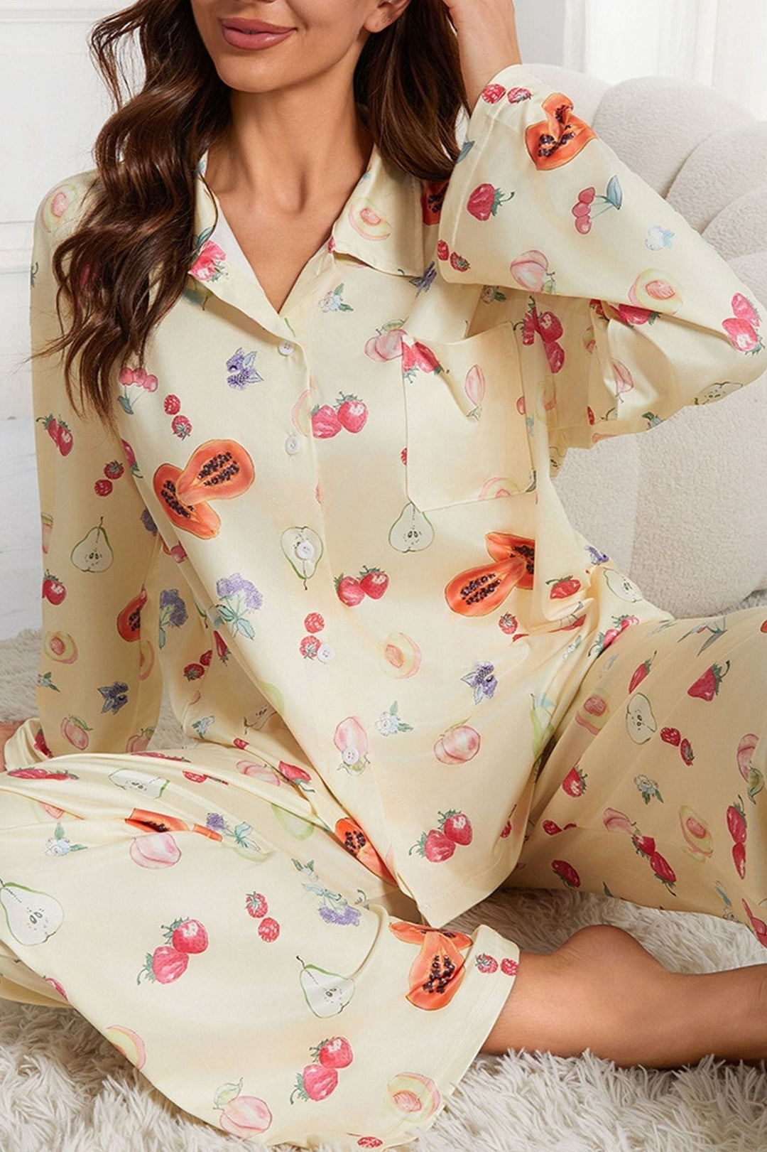Levoire | Chemise À Manches Longues Pantalon Large Ensemble De Pyjama