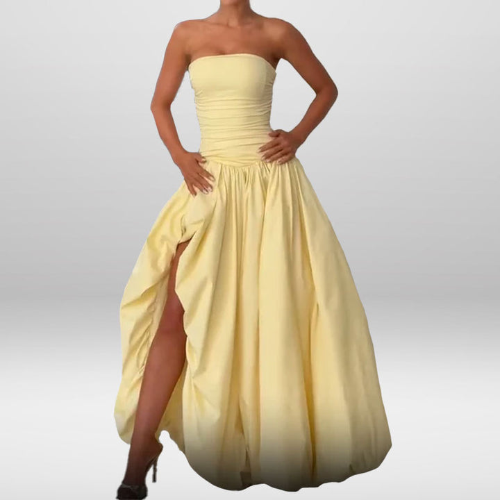 Robe maxi bandeau de haute qualité pour femmes avec fente élégante et jupe volumineuse Levoire