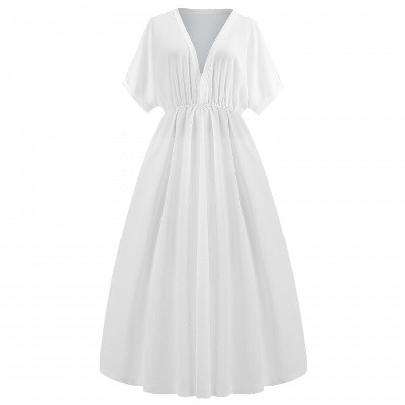 Robe maxi femme avec décolleté en V profond et fente sophistiquée Levoire