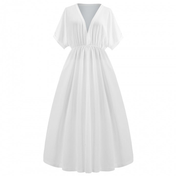 Robe maxi femme avec décolleté en V profond et fente sophistiquée Levoire