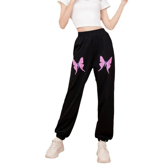 Pantalons de jogging pour femmes avec motif de papillon coloré Levoire