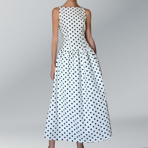 Robe Maxi Rétro Femme à Pois et Jupe Volumineuse Levoire