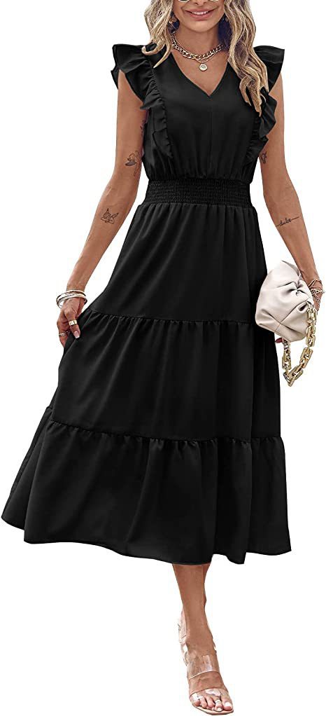 Robe à manches longues pour femmes avec manches bouffantes et jupe volumineuse Levoire