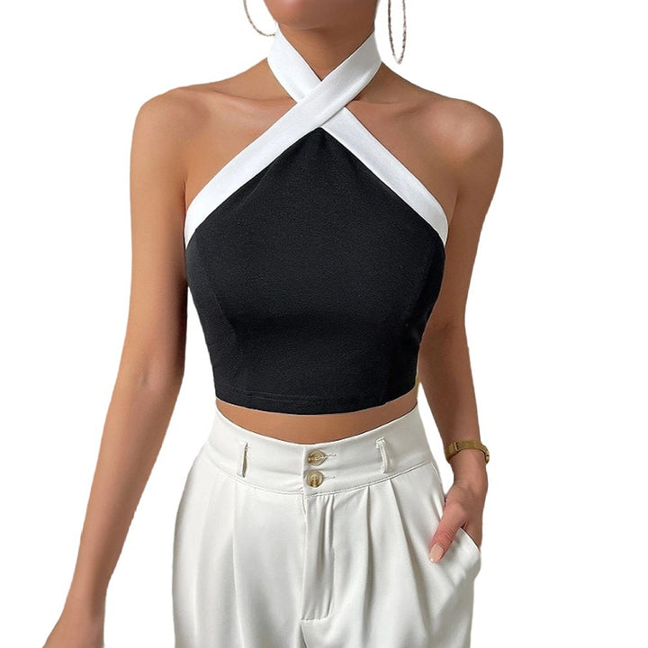 Top court élégant pour femmes avec des bretelles croisées et un tissu de haute qualité Levoire