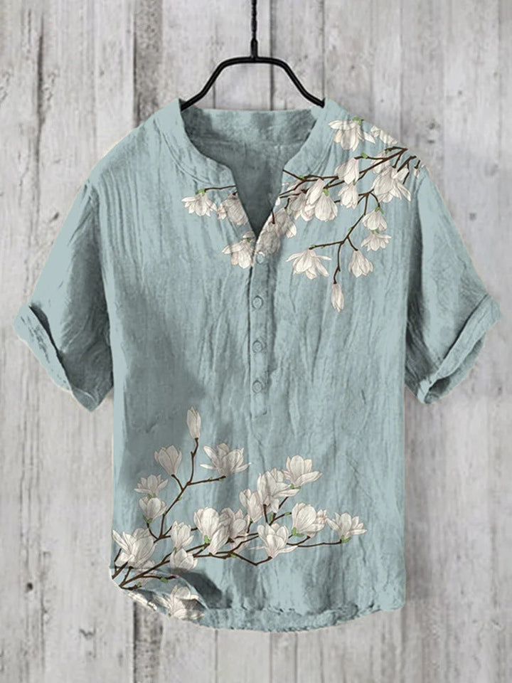 Levoire | Chemise Japonaise En Lin Mélangé Fleur de magnolia