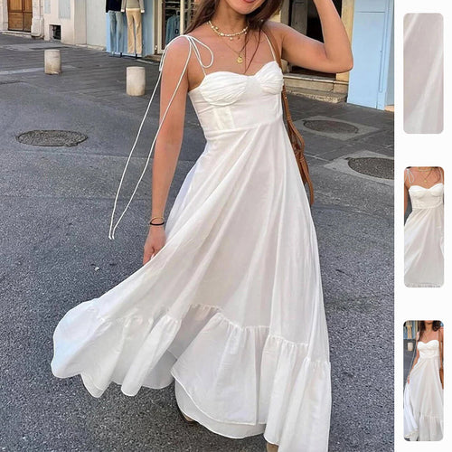 Robe maxi femme avec bretelles tombantes et jupe volumineuse Levoire