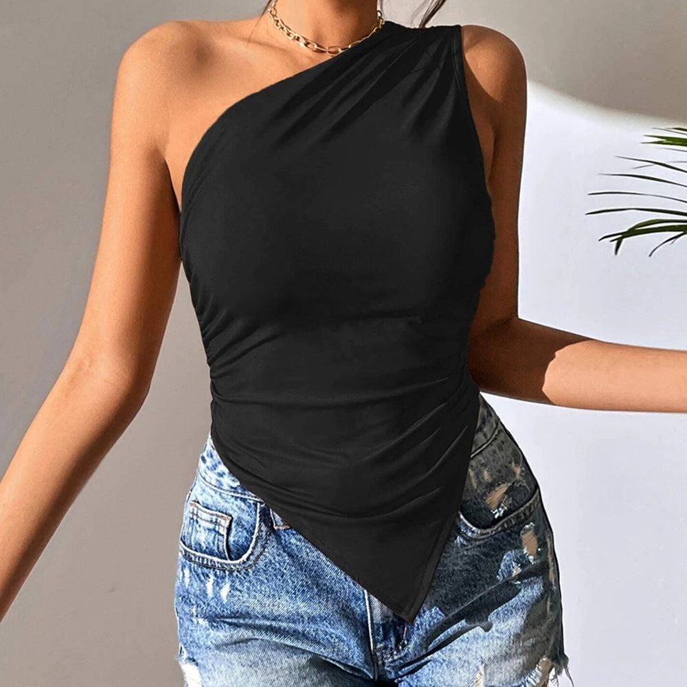 Haut asymétrique pour femme avec élément de gathering décoratif Levoire