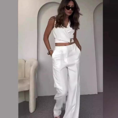 Levoire | Ensemble Élégant De Veste Et Pantalon 2 Pièces Blanc