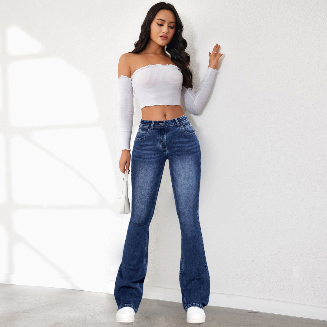 Jeans évasés pour femmes au style vintage avec taille haute Levoire
