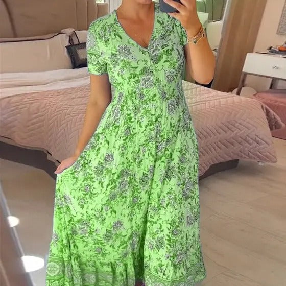 Levoire | Robe de plage V-col Imprimée style plage