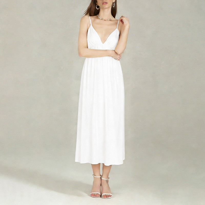 Robe maxi pour femme avec décolleté en V profond et jupe fluide Levoire