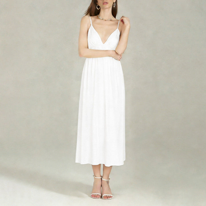 Robe maxi pour femme avec décolleté en V profond et jupe fluide Levoire